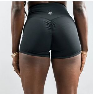 Til You Collapse Black Scrunch Shorts Small